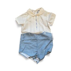 White & Blue Baby Romper - 9-12 months